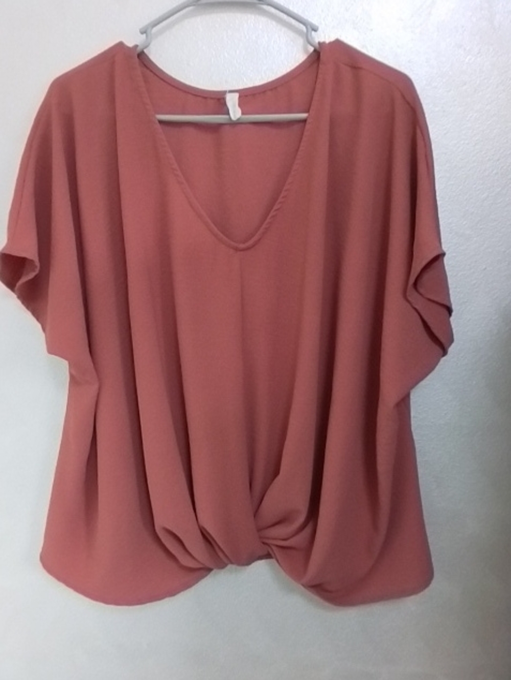 Pinkblush Dusty Rose V-Neck Twist Front Blouse